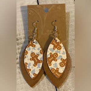 Gingerbread Man Leather Earrings